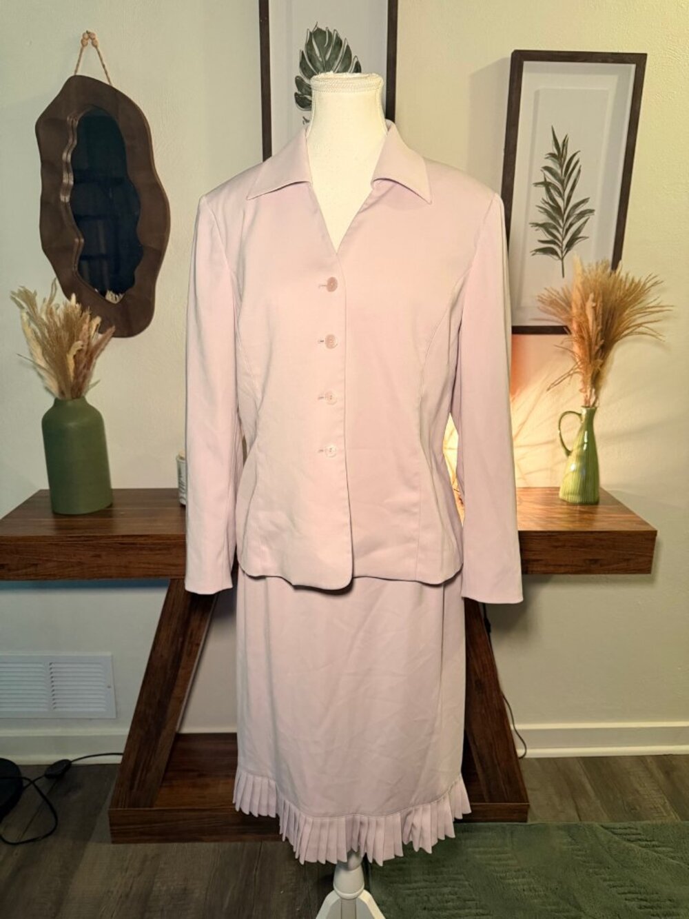 Pink Skirt Suit Set 2 Piece Petite Vintage Office Coquette Size 12 Kasper